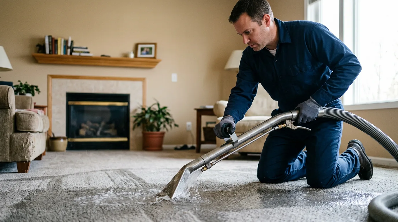 Water damage restoration technician working near Commerce City, CO